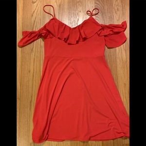 Off shoulder orange red dress
